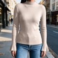 thumbnail image 5 of cocolona Womens Mock Neck Thin Sweater Solid Color Flare Sleeve Trendy Slim Basic Layer Sweater Ribbed Knit Fall Tops, 5 of 7