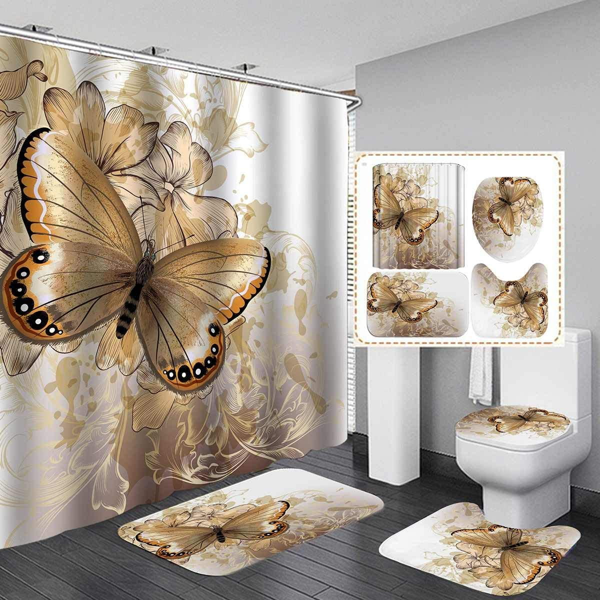 16Pcs Cute Zebra Bathroom Set Bath Mat Rug Shower Curtain Toilet Cover  Hooks 