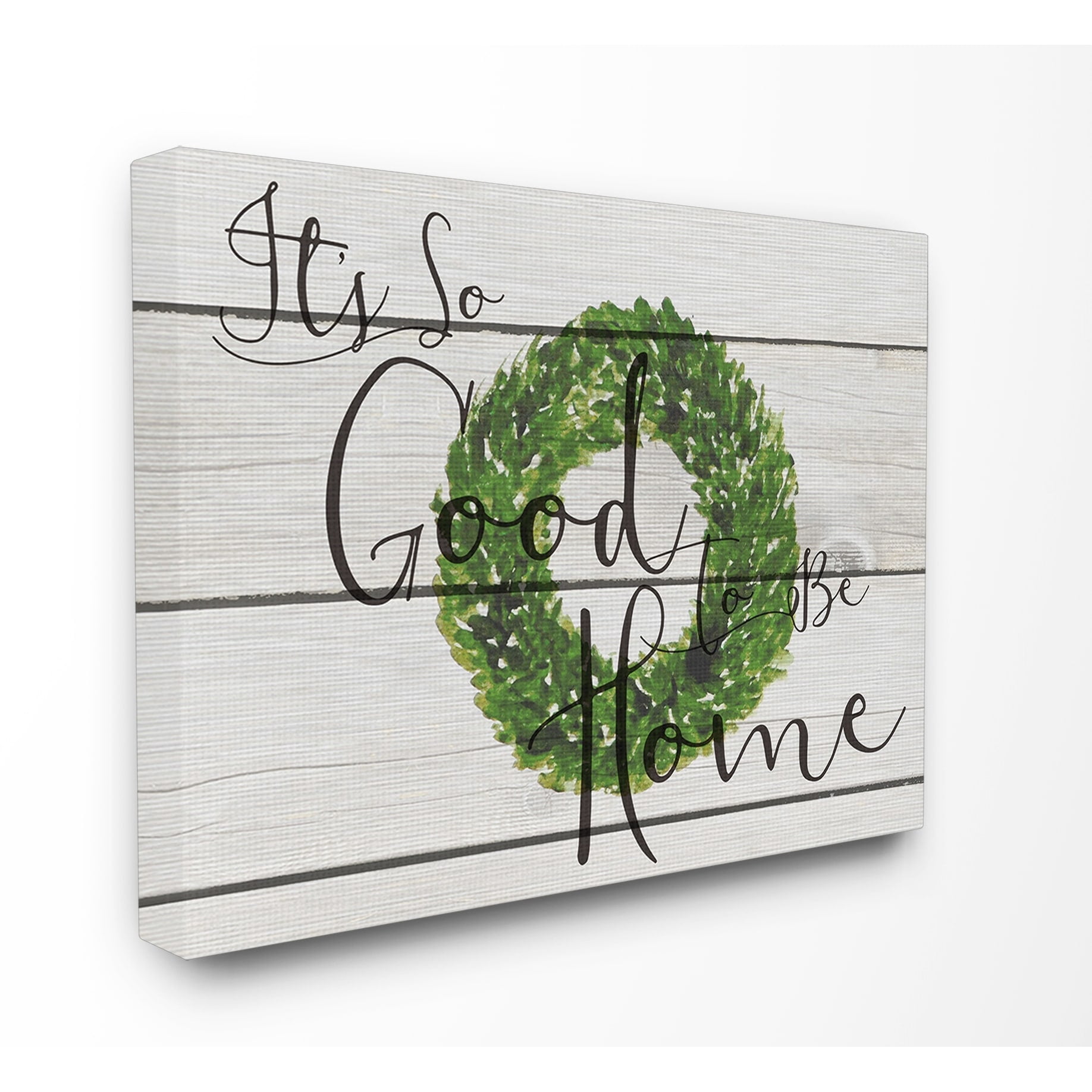 The Stupell Home Decor Collection Its So Good To Be Home Boxwood Wreath Stretched Canvas Wall Art, 16 x 1.5 x 20