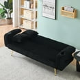 thumbnail image 4 of Jopath Corduroy Futon Sofa Bed with Pillows,74 inch Modern Convertible Loveseat Sleeper Bed with Adjustable Backrest for Living Room,Black, 4 of 7