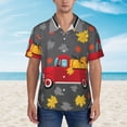 thumbnail image 4 of Daiia Red Pickup Truck With Pumpkins Hawaiian Shirt for Men Gentle Cotton Regular Short Sleeve Casual-Large, 4 of 9