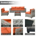 thumbnail image 3 of Ovios 6 Piece Outdoor Furniture All Weather Wicker Patio Conversation Sectional Couch with 7.68" Armrest for Garden Backyard, 3 of 6