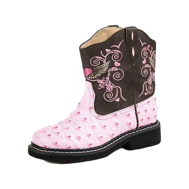 Roper Roper Western Boots Girl Cowgirl Faux Ostrich Pink 090181531