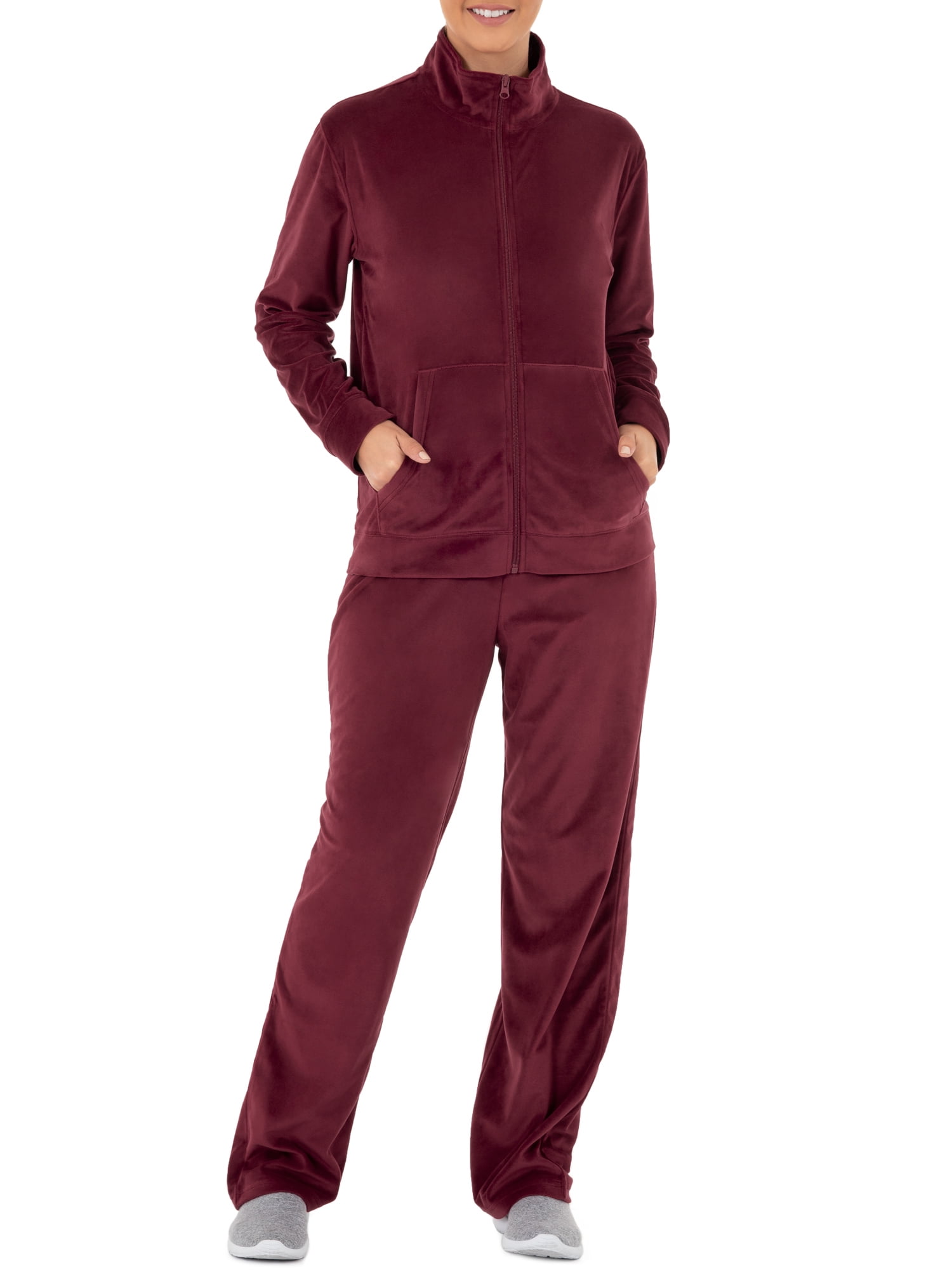 Athletic Works - Athletic Works Women's Active Velour Zip-Up Tracksuit ...