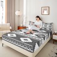 thumbnail image 4 of jejeloiu Western Tribal Bed Sheets,Retro Aztec Geometric King Sheets,Gray White Black Sheet Set For Adult,Microfiber Bedroom Decor,4pcs, 4 of 7
