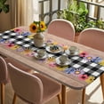 thumbnail image 3 of Colorful Flowers Table Cloths for 5 Foot Rectangle Tables, Spring Floral Elegant Pastoral Wooden Patio Waterproof Elastic Fitted Tablecloths, Washable Rectangular Table Cover for Camping, 3 of 8