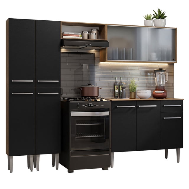 Cocina Integral 229cm Marrón/Negro Emilly Madesa 05