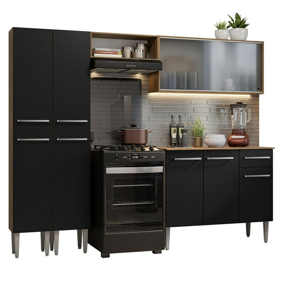 Cocina Integral 229cm Marrón/Negro Emilly Madesa 05