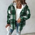 thumbnail image 6 of Otntypg Flannel Plaid Hoodies for Women Fall Winter Casual Long Sleeve Button up Sherpa Fleece Lined Drawstring Hooded Outwear Coat Trendy 2025 Thick Warm Shacket Jackets D-Green L, 6 of 7