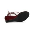thumbnail image 5 of BLISSFUL STEP Women's Lace Up Clear Strap Flip Flops Wedge Sandals Burgundy 7, 5 of 8
