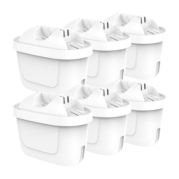 NRP 6-pack Standard Water Filter Replacement for Brita Pitcher #1001122, Also Compatible Mavea and More Water Jugs