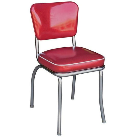 Richardson Seating Corp 4210ZBU 4210 Diner Chair -Zodiac Burgandy- with 2 in. Box Seat - Chrome - Zodiac Burgandy