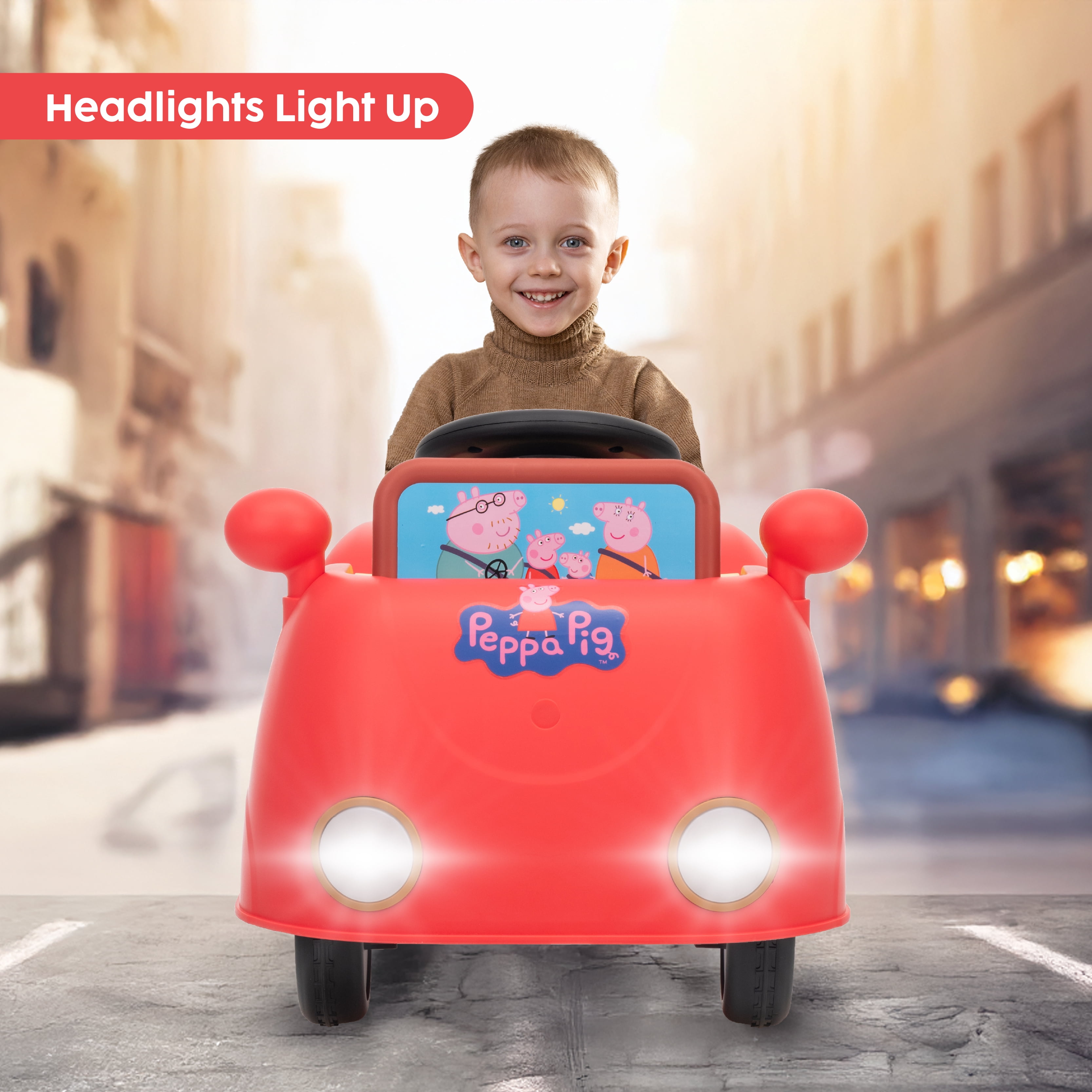 Peppa Pig 6V Electric Ride-On Car with Battery and Charger, Kids Toddler Ride-On Toy Vehicle, Red