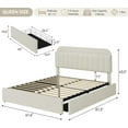 thumbnail image 2 of Queen Bed Frame with Storage Headboard, Girls Bed Frame with 2 Drawers, Boucle Upholstered Platform Bed with Bookcase, No Box Spring Needed, Easy Assembly, Ivory White, 2 of 7