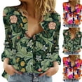 thumbnail image 2 of CEHVOM Chemise Décontractée à Manches Longues Col en V Imprimé Floral pour Femmes, 2 of 8
