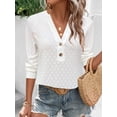 thumbnail image 4 of Blusa de mujer de manga larga con hombros descubiertos, mangas con volantes y lazo en la espalda, 4 of 6