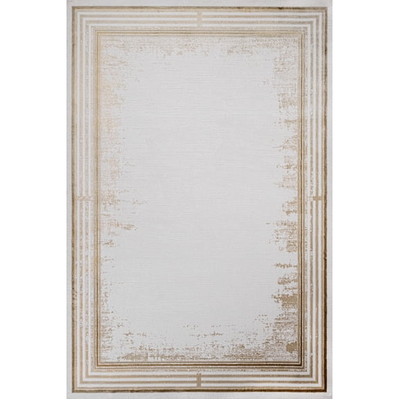 Beige Framed Area Rugs for Living Room Washable Rugs Boho Moroccan Area Rug Soft Neutral Geometric Bohemian Carpet Distressed Indoor Rug for Bedroom Dining Room Office Foldable Nonslip Rug