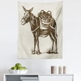 thumbnail image 1 of Donkey Tapestry, Vintage Engraving Style Donkey Carrying 2 Baskets of Harvest Grapes, Fabric Wall Hanging Decor for Bedroom Living Room Dorm, 5 Sizes, Dark Cocoa and Pearl, by Ambesonne, 1 of 1