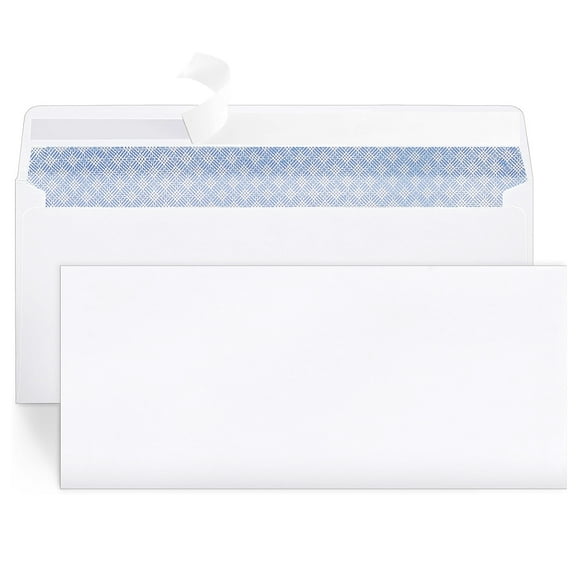 Envelopes #10 Mailing Envelopes, Privacy Tint Gummed Envelopes, Business Envelopes, Envelopes Letter with Self-Seal Adhesive Strip, White, 4.13 in x 9.5 in, 100 Count