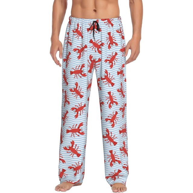 Fotbe Cartoon Lobsters 1 Pantalones de Pijama para Hombre, Pantalones de Dormir, Pantalones de Casa con Cintura Ajustable y Bolsillos-Large
