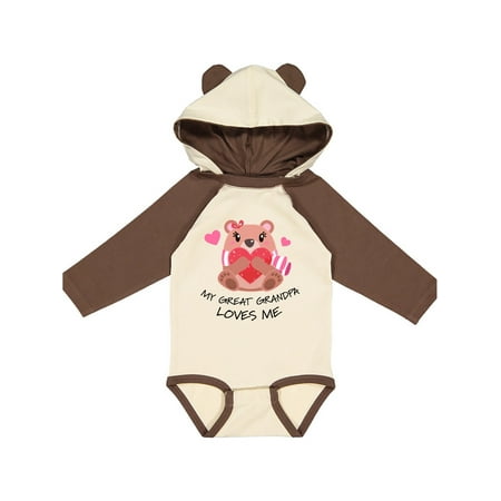 

Inktastic My Great Grandpa Loves me- bear and hearts Gift Baby Boy or Baby Girl Long Sleeve Bodysuit