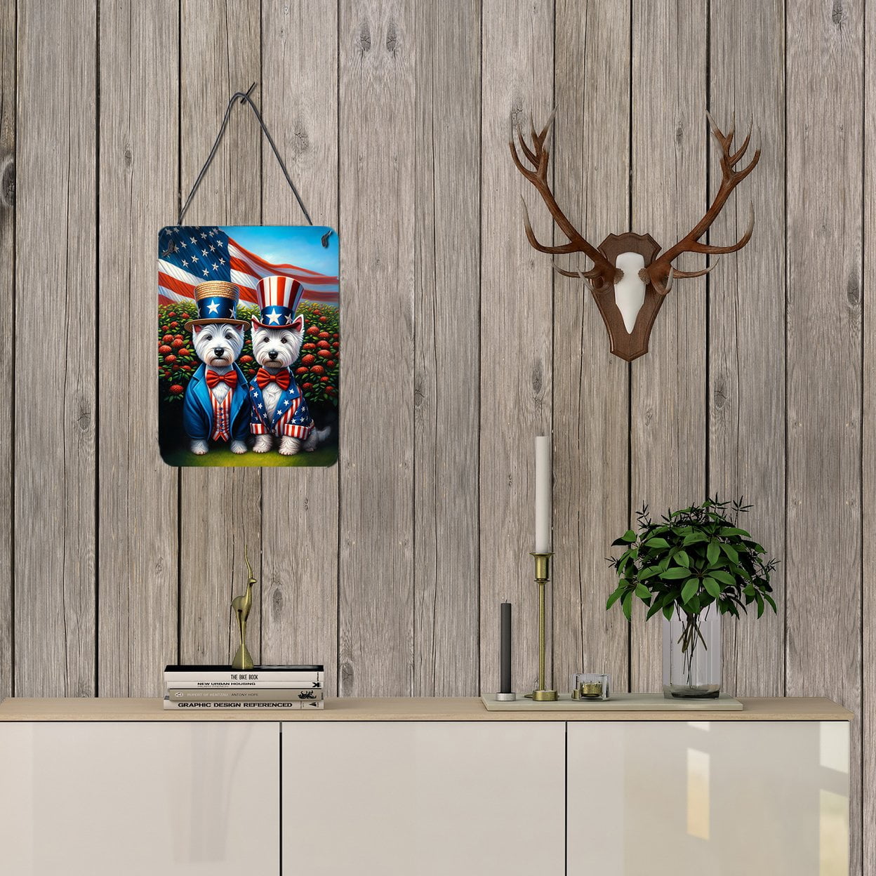 All American Westie Wall or Door Hanging Prints 12 in x 16 in