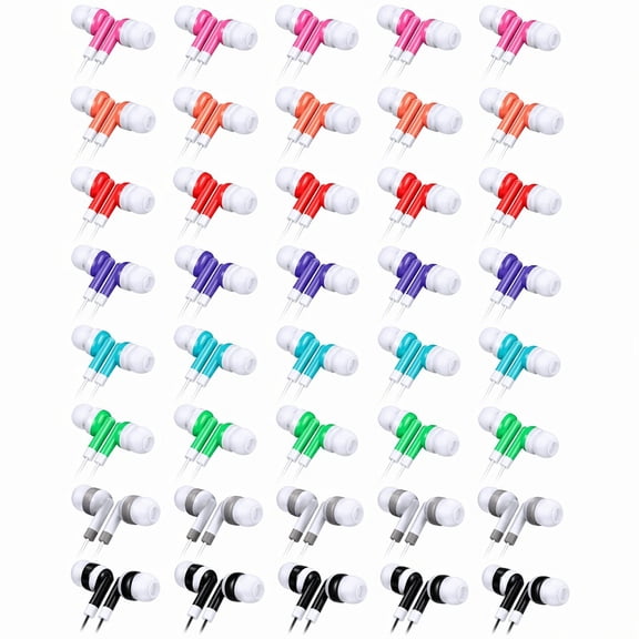 BlinkLLX 32 Count Multicolor Wired In-Ear Headphones for Kids Classroom