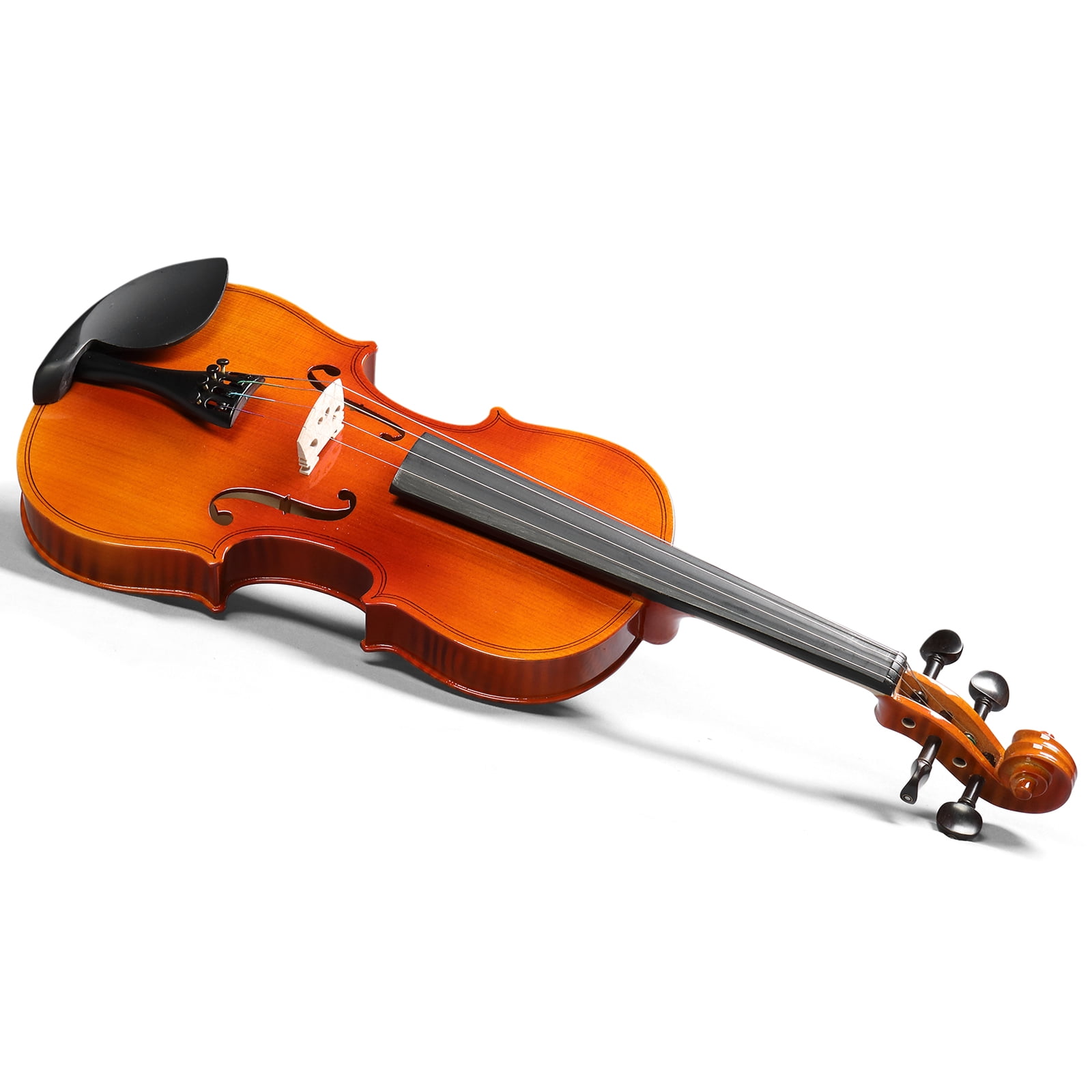 4/4 Natural Tiger-Striped Acoustic Violin Set Includes Pitch Stickers, Tuner, Strings, Shoulder Rest, Rosin, Bow