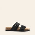 thumbnail image 6 of DREAM PAIRS Women’s Slide Sandals with Genuine Leather Footbed Adjustable Double Buckle Slip-On Flat Sandals with Arch Support, 6 of 7