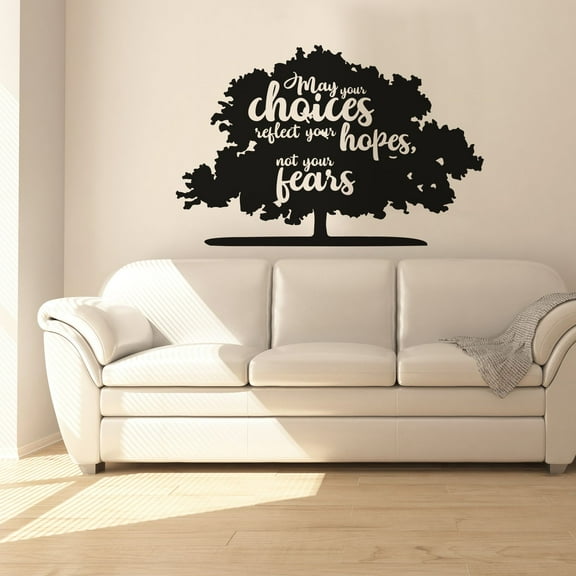 May Your Choices Reflect Your Hopes Not Your Fears Quote Big Beautiful Tree Silhouette Vinyl Design Wall Sticker Art Decal Boy Girl Kid Bedroom Nursery Kinder Decor Sticker Decoration Size(8x10 inch)