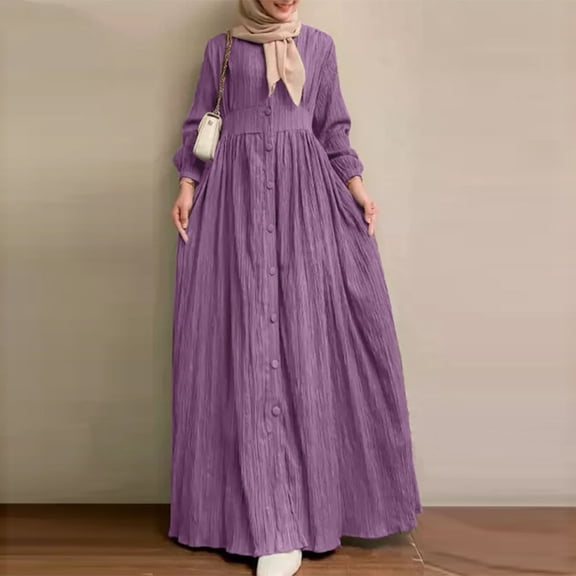 Hauaitttt Womens Abaya Long Sleeve Dress Prayer Clothes Casual Kaftan Dresses for Girls 11-14 Women Dresses Head Wrap for Women with Silk Interior Suits for Women Party Wear Day of Fabric Dress