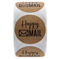 thumbnail image 2 of Pegatinas Happy Mail Redondas De Kraft Marrón De 1.5" / 500 Etiquetas Happy / Sellos De Sobres Kraft / Hecho En Los Ee. Uu., 2 of 5