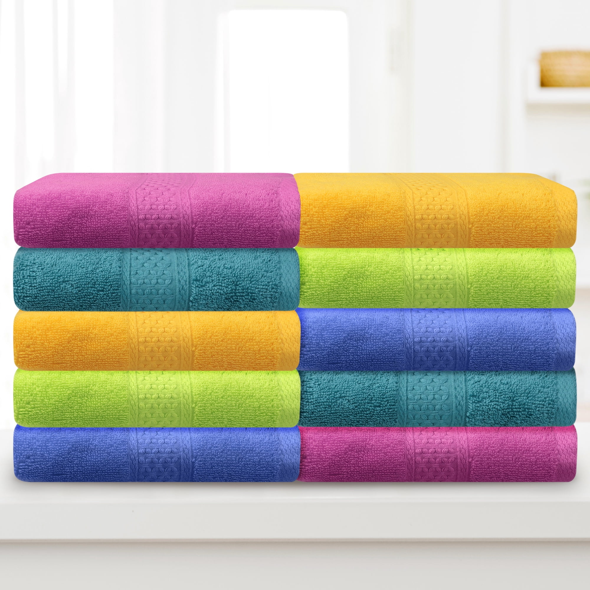 Unique Bargains 4 Pcs Solid Soft Hand Towel Light Green/Light Brown 13" x 30"/14" x 30"