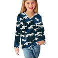 thumbnail image 6 of dazeni Kids Camouflage Long Sleeve Shirts Boys Girls Camo V Neck Tee Casual Sport Tops Blouse, 6 of 8