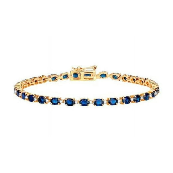 Blue Sapphire with CZ diamond oval Tennis Bracelet,14K Gold plated Blue Bracelet Blue Sapphire, silver Bracelet, Bracelet gift for her by Pinkcityshopstore