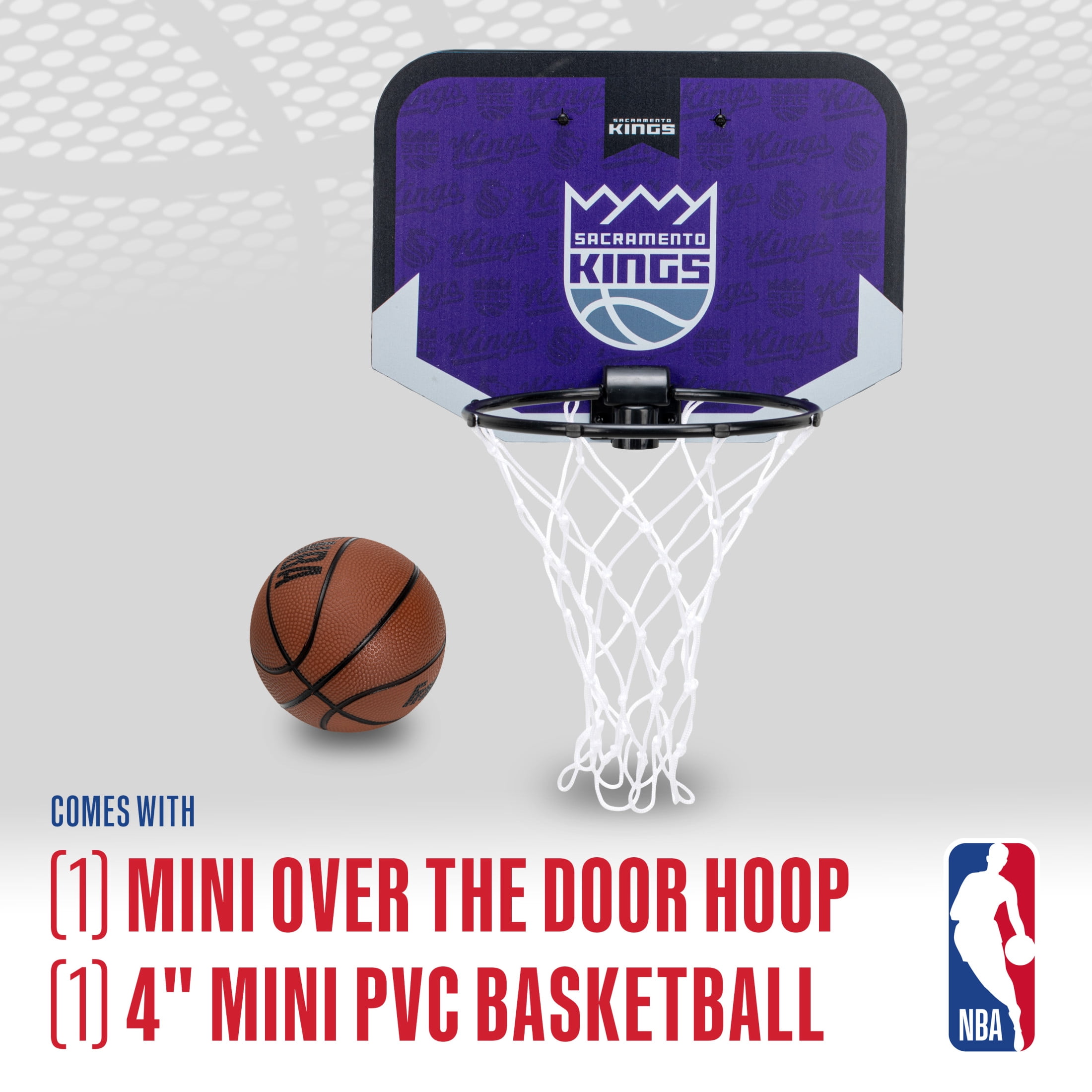 Franklin Sports NBA Sacramento Kings Mini Over the Door Basketball Hoop - Kids Indoor Mini Basketball Hoop with Basketball - NBA Fan Shop Mini Hoop for Bedroom + Office - Over the Door Mini Hoop Set