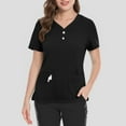 thumbnail image 3 of Medical Scrub Set for Women, Modern V Neck Scrub Top & Jogger Pant with 8 Pockets Professionals Soft Stretch Medical Nursing Uniforms Set (Black), 3 of 5