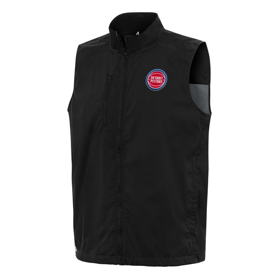 Men's Antigua  Black Detroit Pistons Brisk Full-Zip Vest