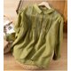 thumbnail image 2 of Cotton Linen Shirt for Women Summer 2023 New In Embroidery Vintage Blouses Loose Long Sleeve Top Turn-down Collar, 2 of 5