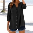 thumbnail image 2 of Womens Fashion Casual Button Down Shirt 3 4 Sleeve Solid Basic Tops For Daily Wear, 2 of 7