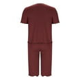 thumbnail image 2 of Iyufng Womens Pajamas Clearance Under $10,Loungewear Pajamas,Fashion Solid Color Short Sleeved Shirt Pants Casual Home Wear Pajama Set,Sleepwear Sets for Women,S-XXL, 2 of 9
