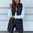 thumbnail image 5 of VISALY Womens Mid Long Puffer Vest Hooded Sleeveless Winter Coats Quilted Warm Zip Up Padded Outerwear Jackets with Poskets C Xxl, 5 of 7