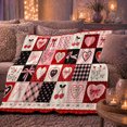 thumbnail image 6 of Romantic Patchwork Hearts On Sofa With Pumpkins Cozy Rustic Flannel Blanket For Women Valentine's Day Gift Soft Home Decor In Living Room Bedroom, 6 of 9