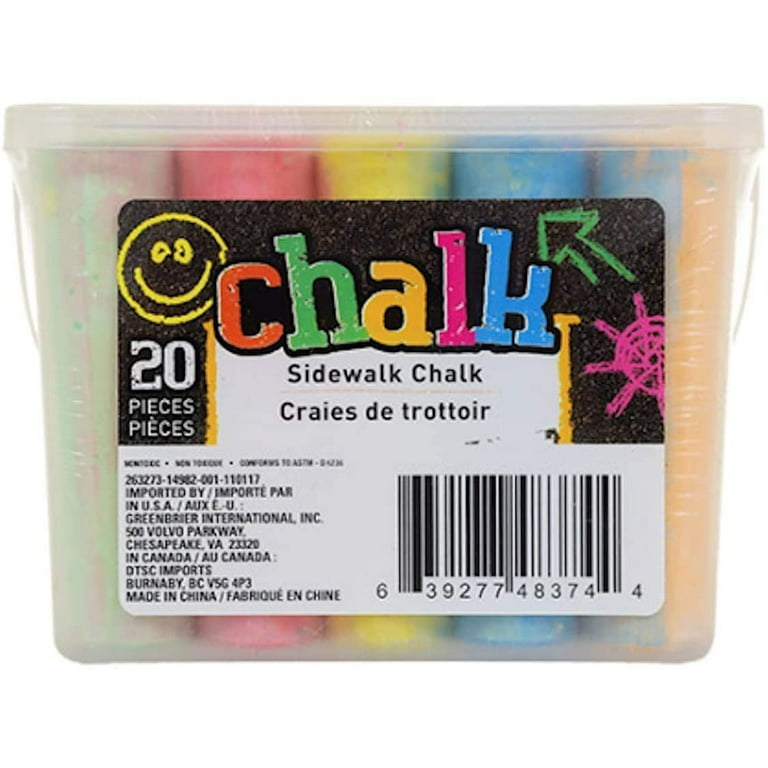 Jumbo Sidewalk Chalk Bulk 2 Pack Assorted Colors 40 Pieces Set Non-toxic  Washable Outdoor w/BCL Storage Bag Art Family School Street Playground