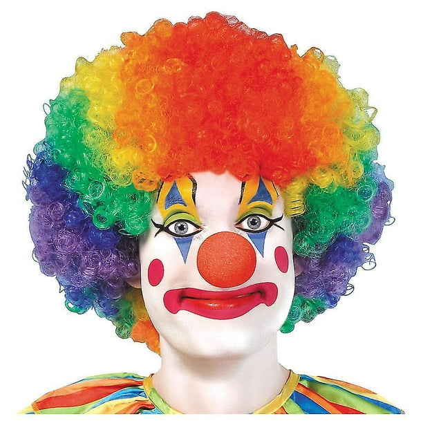 Peluca de payaso arcoíris, peluca colorida de payaso Hippie, peluca loca para fanáticos del fútbol, peluca Afro rizada esponjosa para hombres y mujeres, discoteca de los años 70 y 80