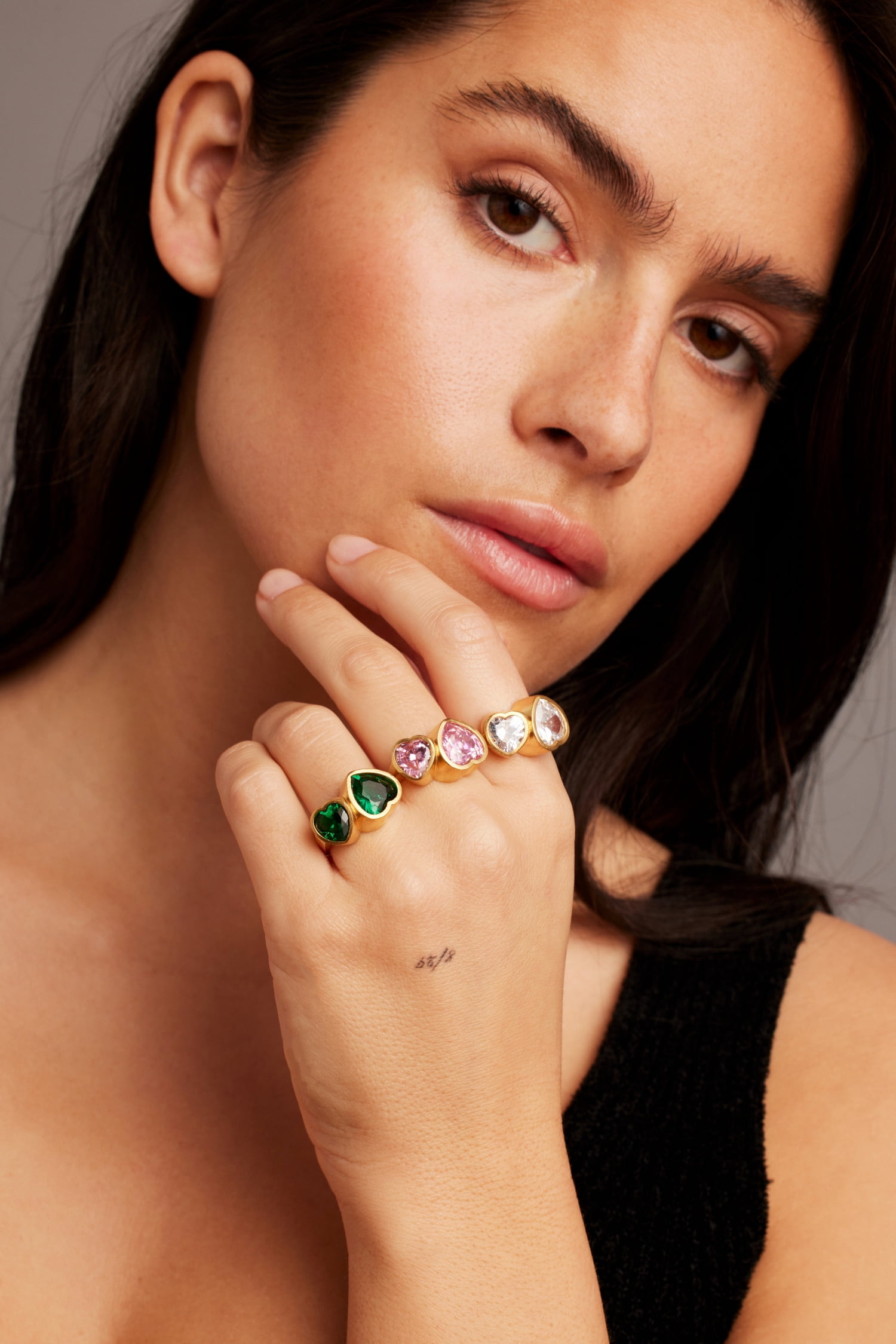 Bella by Thorne Statement CZ Hearts Adult Ring Silver/Clear- 7, (Unisex)