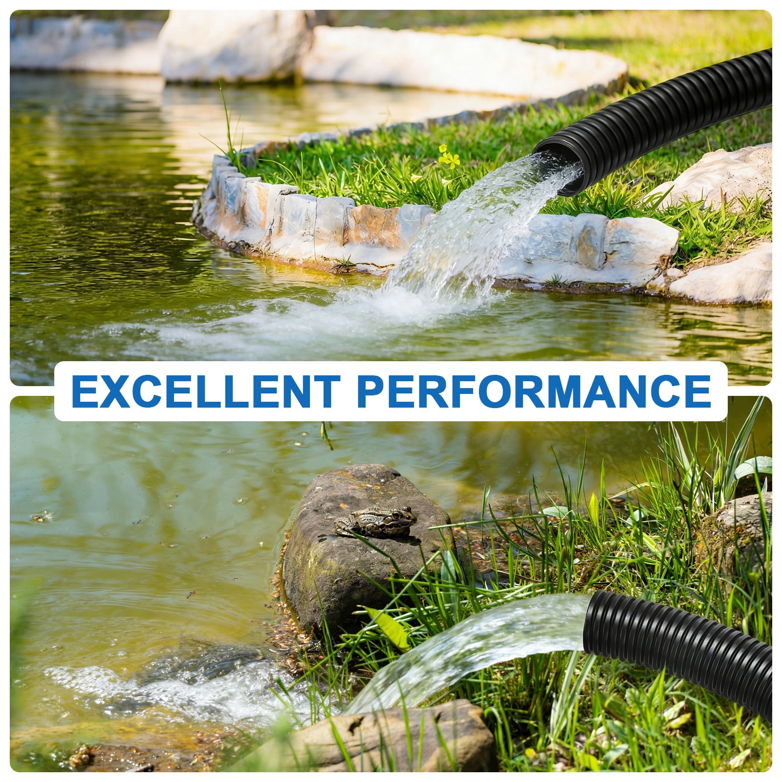Uxcell 1 1/4" ID Pond Tubing, 10ft Corrugated Flexible Reinforced PP Hose Pipe Pump Tube for Garden Ponds/Waterfall Sump Pump Hose [Black]