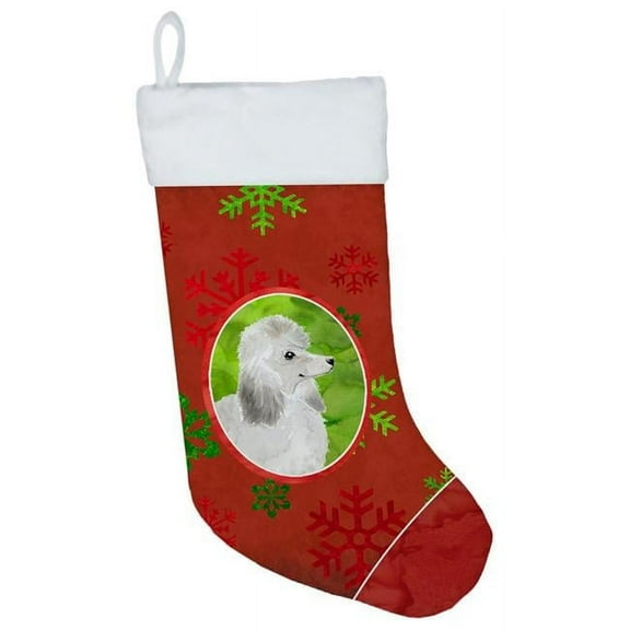 Carolines Treasures CK3993CS Christmas Snowflakes Silver Poodle Christmas Stocking