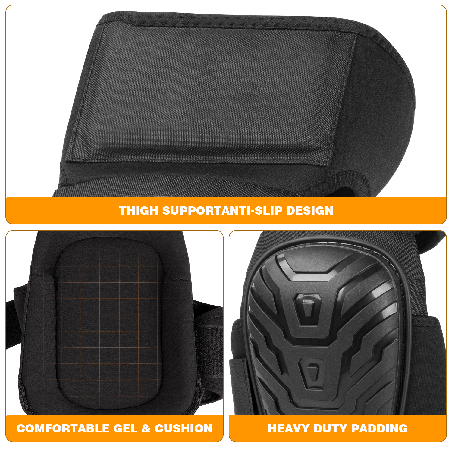 CshidWorld Professional Gel Knee Pads Heavy-Duty Black photo 4