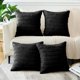 thumbnail image 2 of 4 Fundas de cojín Decorativas, Funda de cojín de Pana para sofá, Funda de Almohada a Rayas de Estilo Bohemio de Pana Suave para sofá, Cama, decoración del hogar de Granja (Negro), 2 of 4